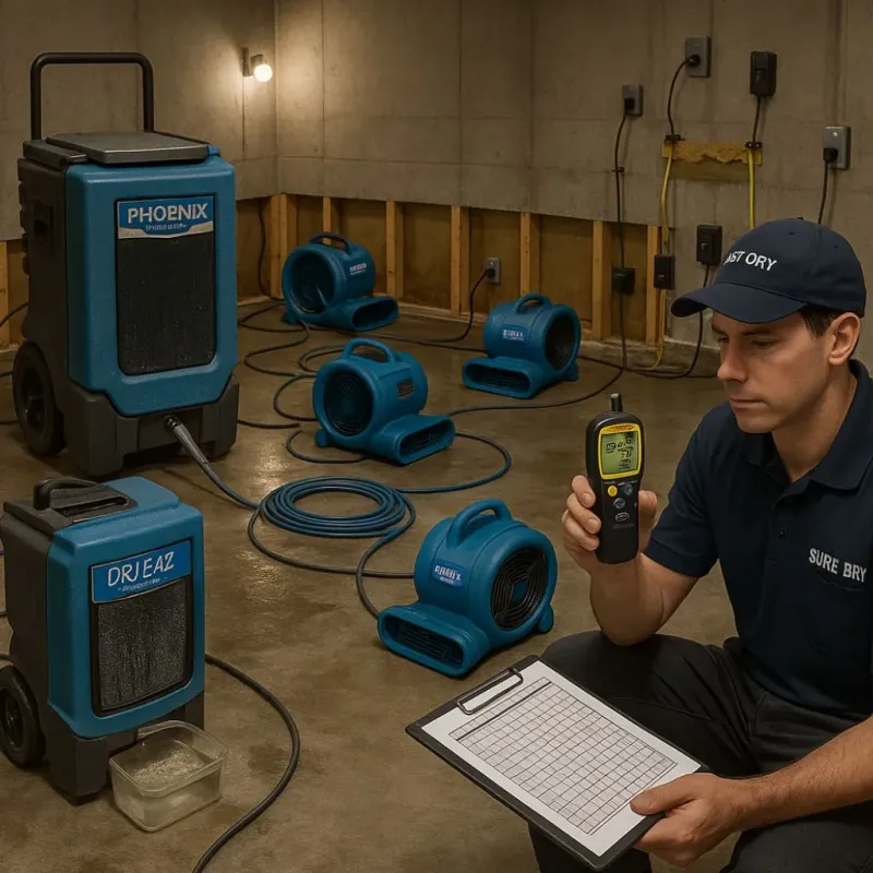 Structural Drying and Dehumidification process in Monrovia, CA